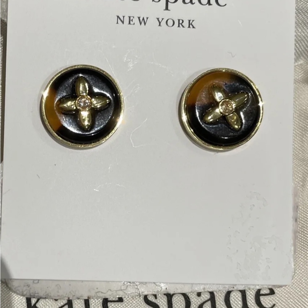 COPY - Kate Spade Jewelry Mini Flower Gold/Breeze Tone Enamel Clover Post Stud …